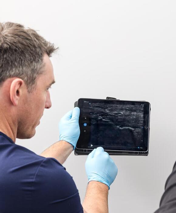 Prosper Health Group podiatrist discussing diagnostic ultrasound in Geelong