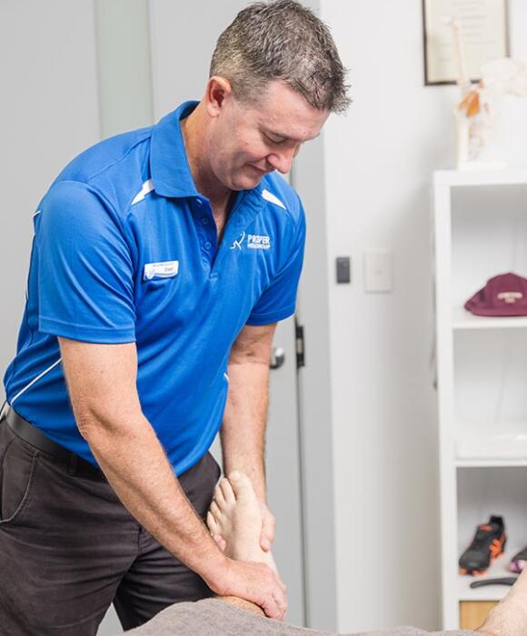 Prosper Health Group podiatrist performing foot mobilisation and manipulation on patient in Colac
